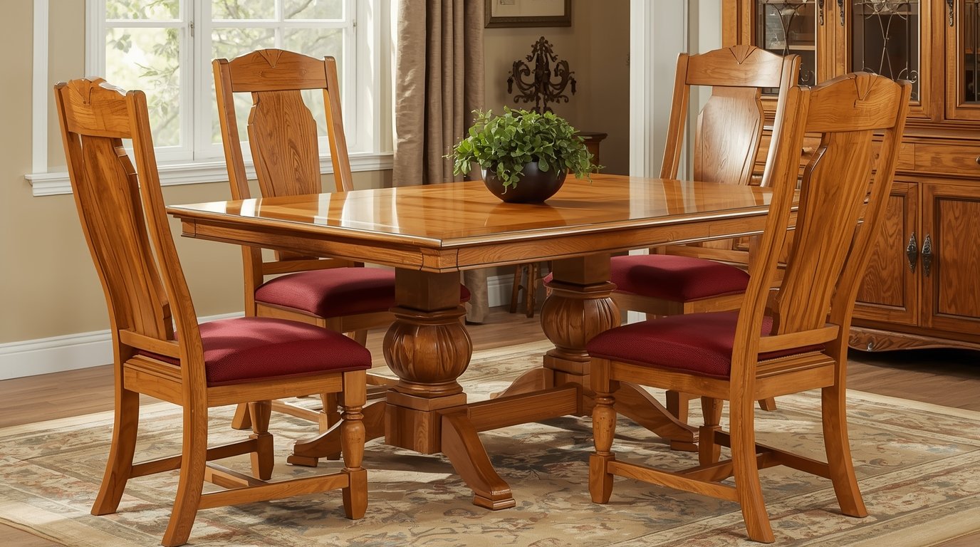 Handcrafted wooden dining table by Grozthit